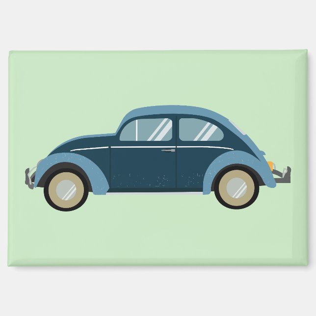 cool blue retro car with scuffs magnet (Front)