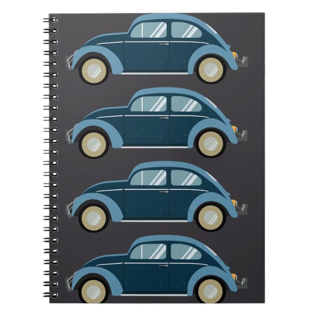 cool blue retro car with scuffs notebook (Front)