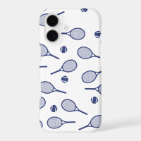 Cool Blue Retro Racquets Pattern Tennis Player   