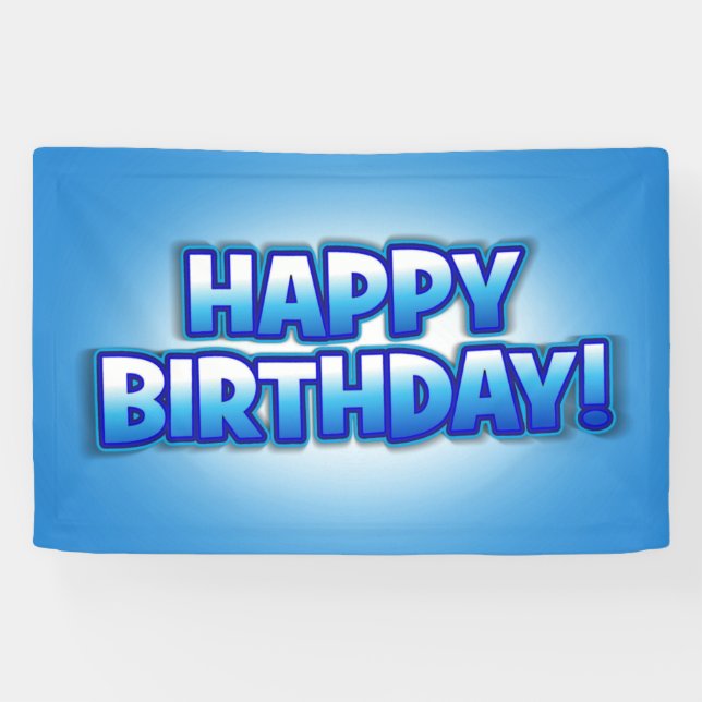 "Cool Blue" Reusable Happy Birthday Party Banner (Horizontal)