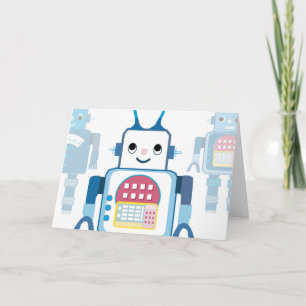 Cool Blue Robot Gifts Novelties Card