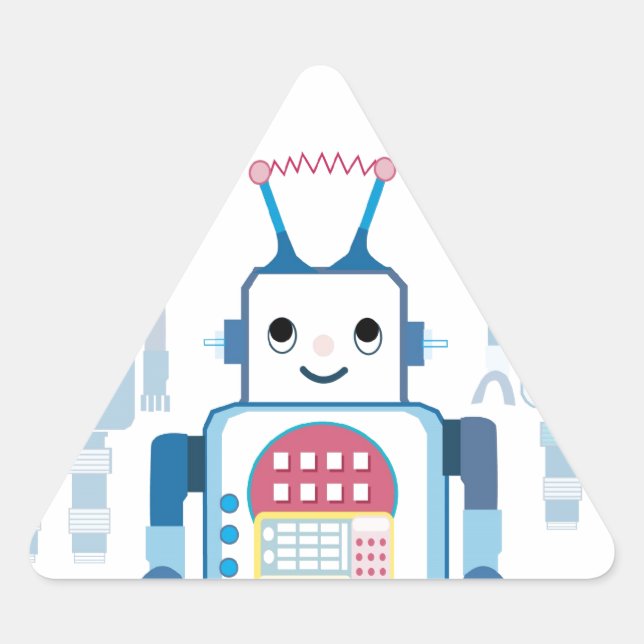 Cool Blue Robot Gifts Novelties Triangle Sticker (Front)