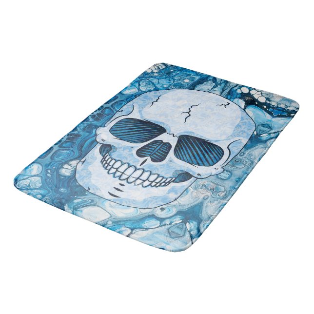 Cool Blue Skull Bath Mat (Angled)