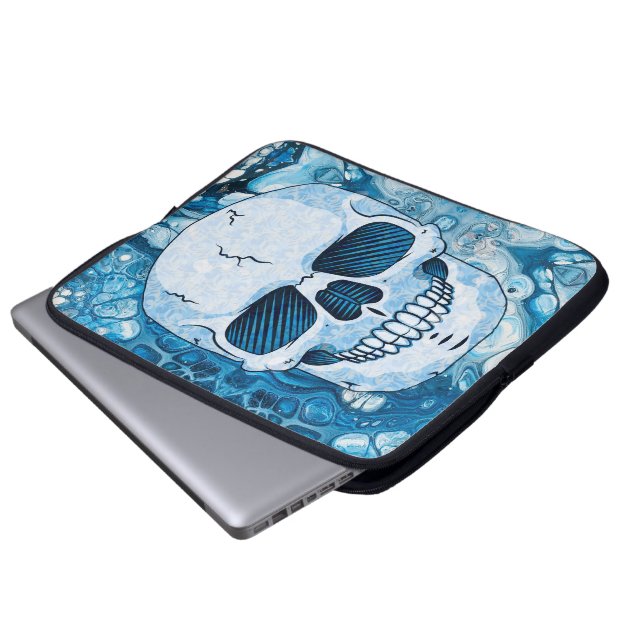 Cool Blue Skull Laptop Sleeve (Front Bottom)