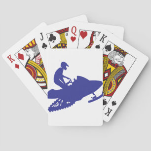 Cool Blue Snowmobiler Playing Cards