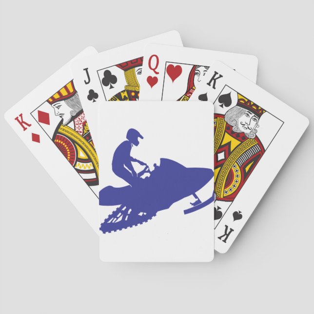 Cool Blue Snowmobiler Playing Cards (Back)