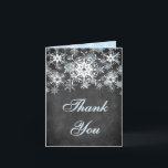 Cool Blue Snowy Chalkboard Wedding Thank You Card<br><div class="desc">This festive and trendy black and white chalkboard LOOK wedding thank you card has layers of light blue and white snowflakes on it that matches the winter wedding invitation shown below. If there are any other matching items that you need,  please email your request to niteowlstudio@gmail.com.</div>