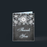 Cool Blue Snowy Chalkboard Wedding Thank You Card<br><div class="desc">This festive and trendy black and white chalkboard LOOK wedding thank you card has layers of light blue and white snowflakes on it that matches the winter wedding invitation shown below. If there are any other matching items that you need,  please email your request to niteowlstudio@gmail.com.</div>