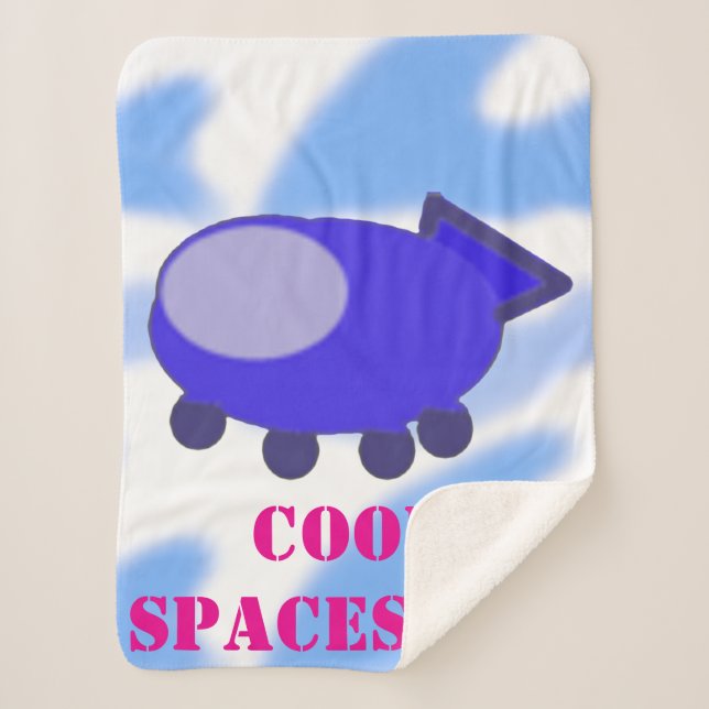Cool Blue Spaceship Fleece Blanket (Front)