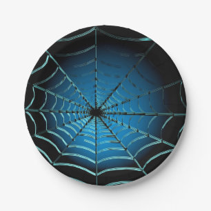 Cool Blue Spider Web Paper Plate