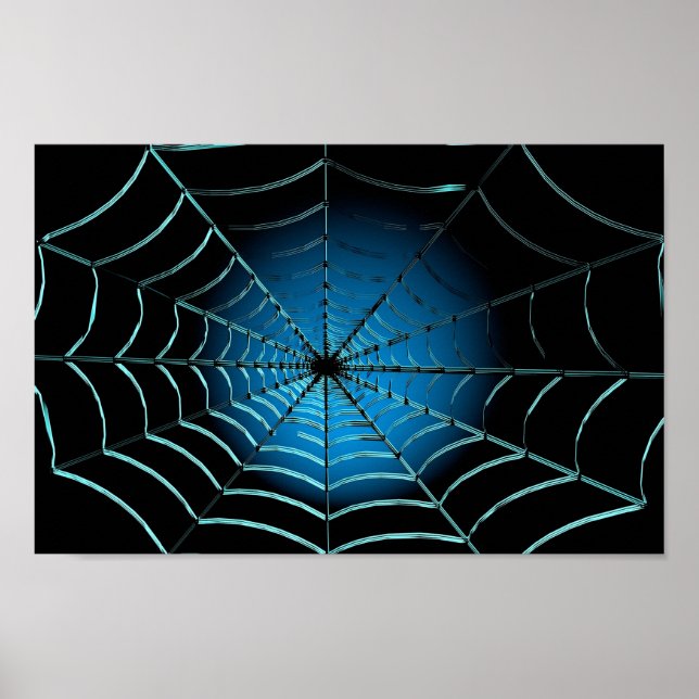 Cool Blue Spider Web Poster (Front)