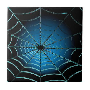 Cool Blue Spider Web Tile