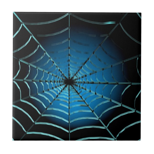 Cool Blue Spider Web Tile (Front)