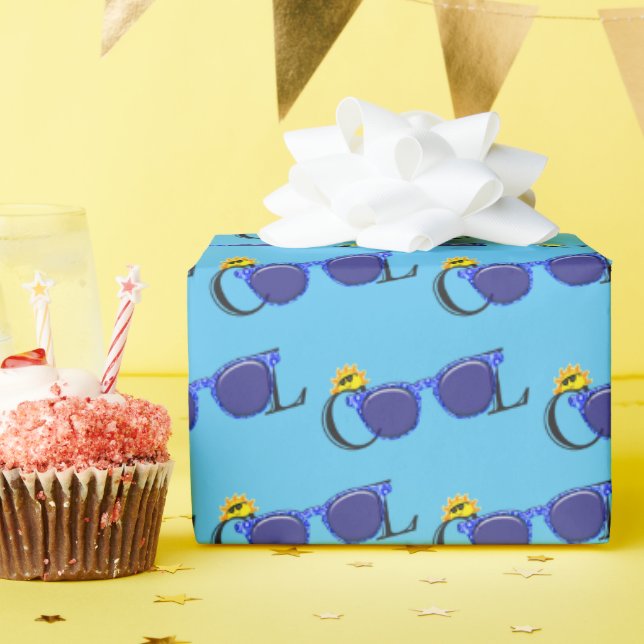 COOL blue sunglasses with sun Wrapping Paper (Birthday Party)