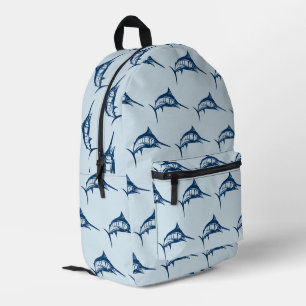 Cool Blue Swordfish Pattern Printed Backpack