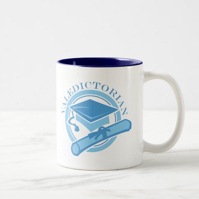 Cool Blue Valedictorian Graduation Gift Two-Tone Coffee Mug (Right)