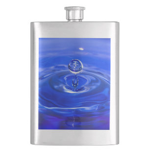 Cool Blue Water Droplet Hip Flask
