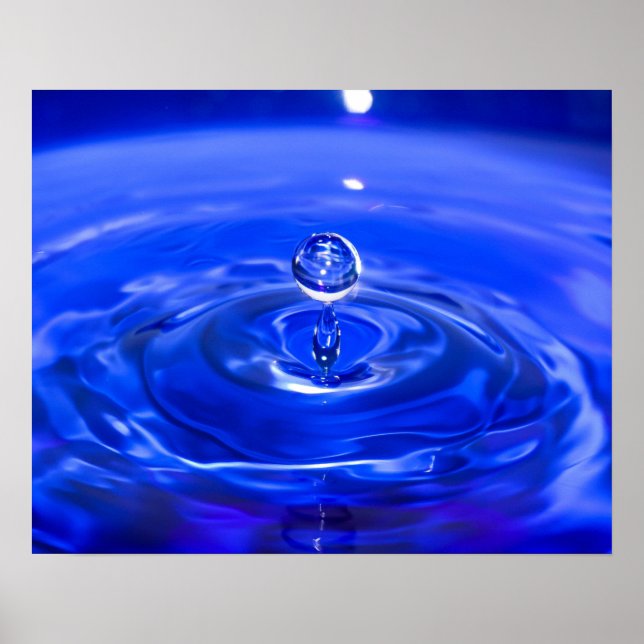 Cool Blue Water Droplet Poster (Front)