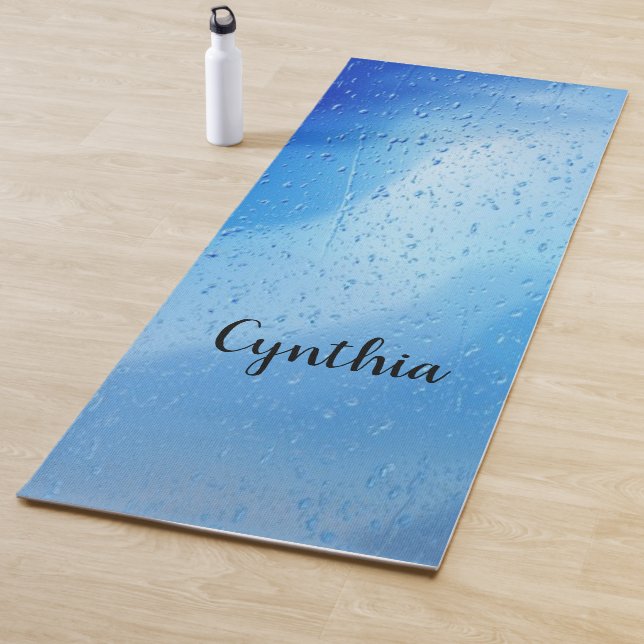 Cool blue water drops personalised yoga mat (In Situ)