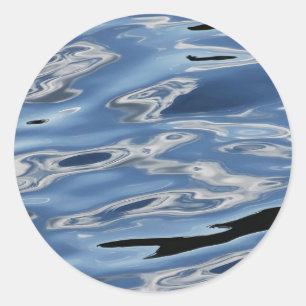 Cool blue water pattern classic round sticker