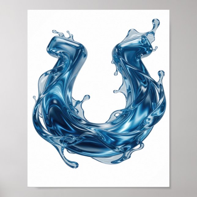 Cool Blue WATER SPLASH Bold Design Poster (Front)