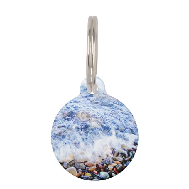 Cool blue waving water pet tag (Front)