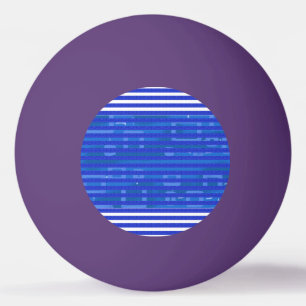 Cool Blue White Geometric Stripes Ping Pong Ball