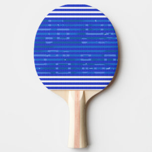 Cool Blue White Geometric Stripes Ping Pong Paddle