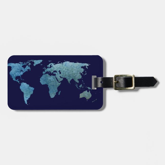 Cool Blue World Luggage Tag (Front Horizontal)