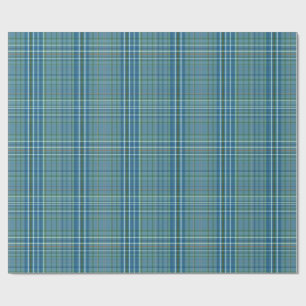 Cool Blue Woven Plaid Pattern Wrapping Paper