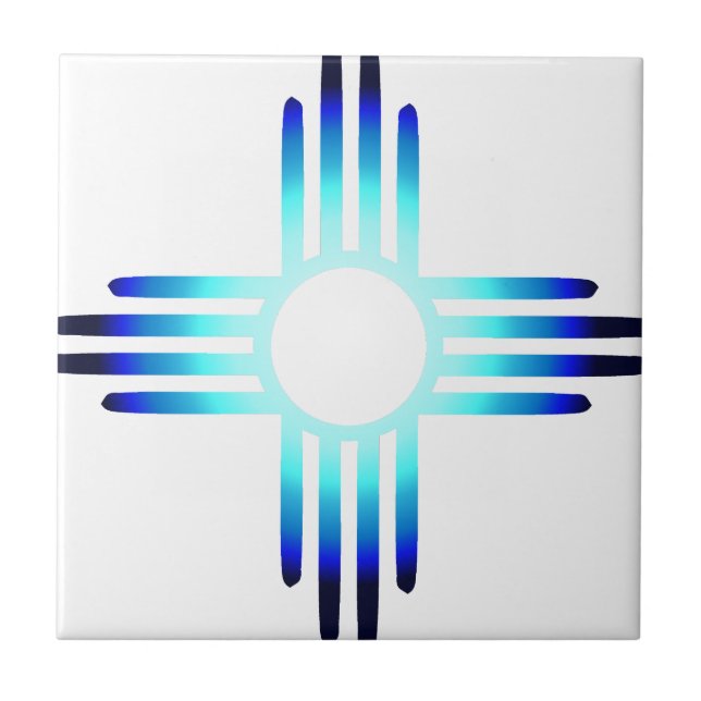 Cool Blue Zia Tile (Front)