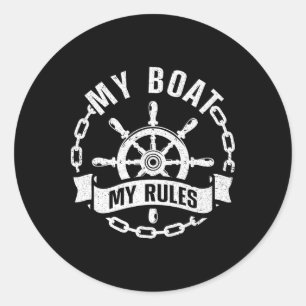 Cool Boat Captain Design For Men Women Boat Captai Classic Round Sticker