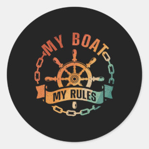 Cool Boat Captain Design For Men Women Boat Captai Classic Round Sticker