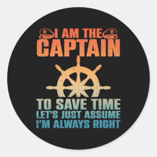 Cool Boat Captain For Men Women Boating Pontoon Bo Classic Round Sticker