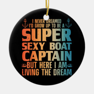 Cool Boat Captain For Men Women Sail Pontoon Boati Ceramic Tree Decoration