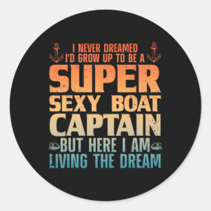Cool Boat Captain For Men Women Sail Pontoon Boati Classic Round Sticker