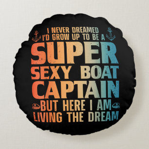 Cool Boat Captain For Men Women Sail Pontoon Boati Round Cushion