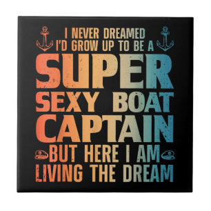 Cool Boat Captain For Men Women Sail Pontoon Boati Tile