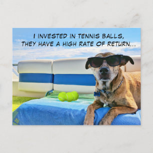 Cool Boat Dog with Sunglasses and Tennis Balls   Holiday Postcard