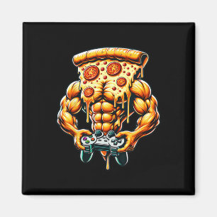 Cool Bodybuilding Gamer Pizza Present Magnet