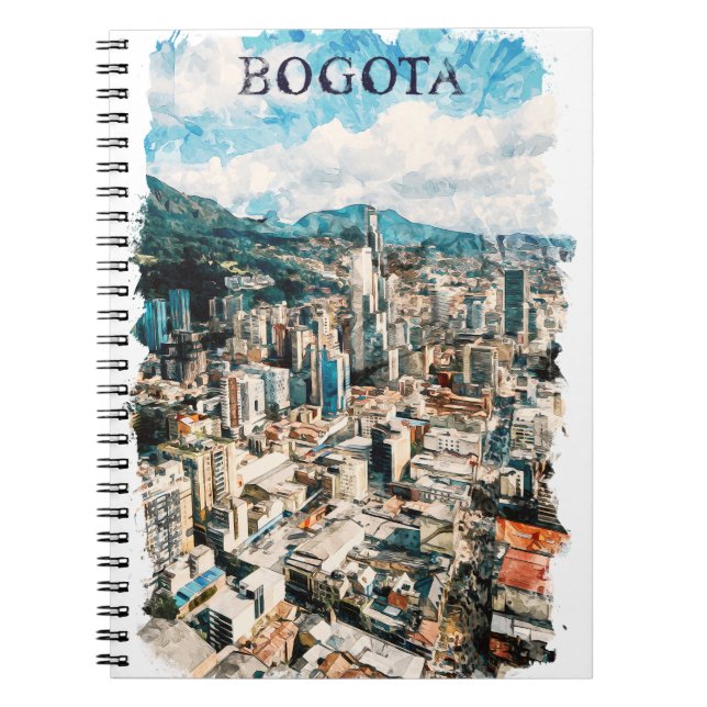 Cool Bogota Colombia CIty View Watercolor Notebook (Front)