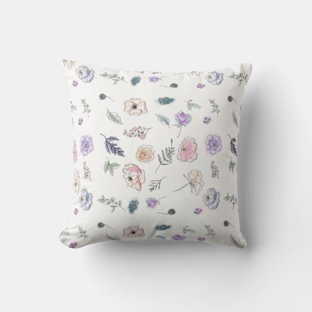 Cool Bohemian Chic Floral Boho Girl Pink Blue Cushion (Front)