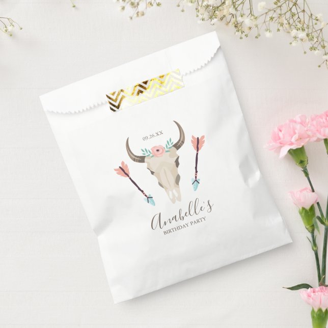 Cool Boho Cow Skull Favour Bags (Sealed)