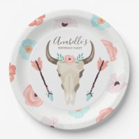 Cool Boho Floral Cow Skull
