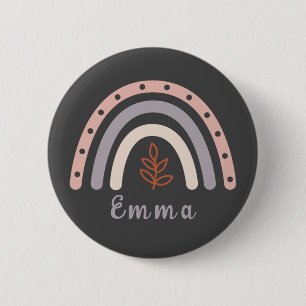 Cool Boho Rainbow with Personalised Name 6 Cm Round Badge