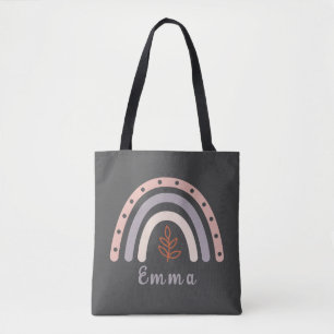 Cool Boho Rainbow with Personalised Name Tote Bag
