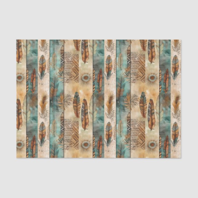 Cool Boho Western tiled pattern decoupage  Tissue Paper (Front)