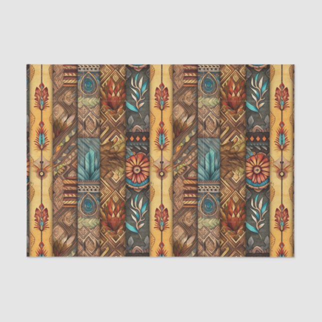 Cool Boho Western tiled pattern decoupage  Tissue Paper (Front)