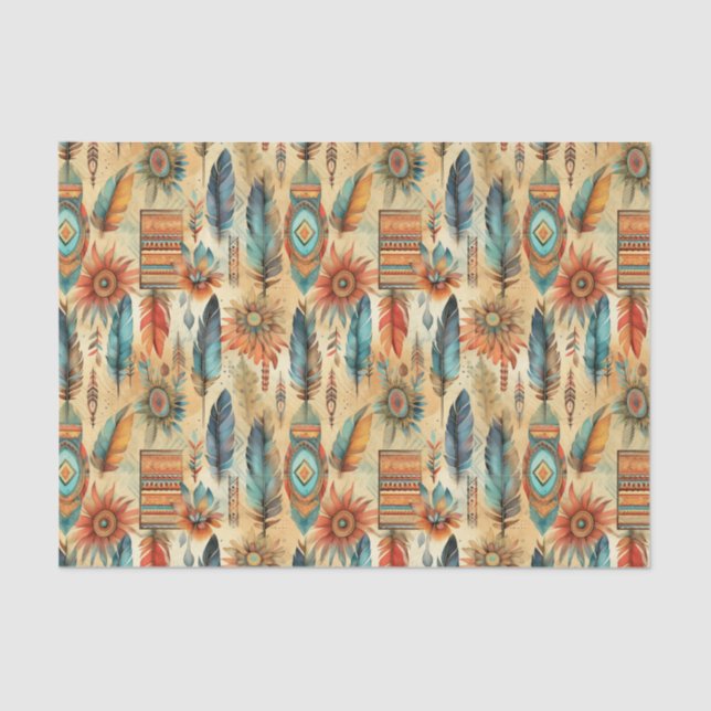 Cool Boho Western tiled pattern decoupage  Tissue Paper (Front)