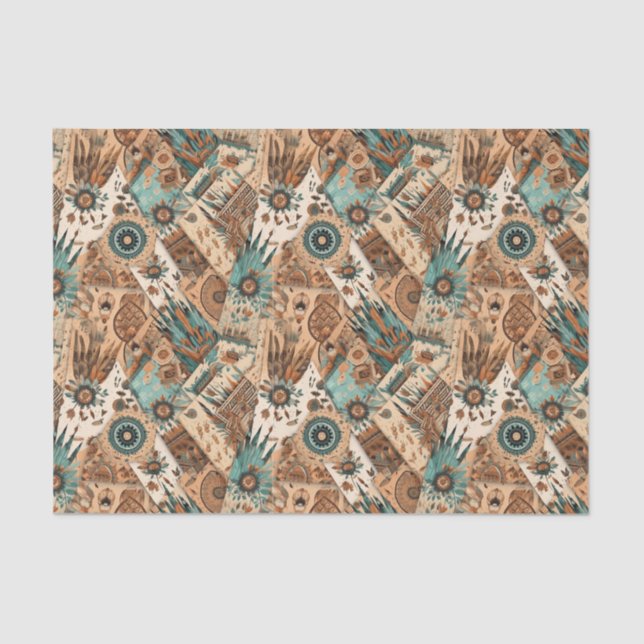 Cool Boho Western tiled pattern decoupage  Tissue Paper (Front)